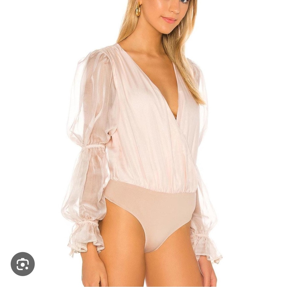 Lovers + Friends Sheer Long Sleeve Blush Pink Bodysuit